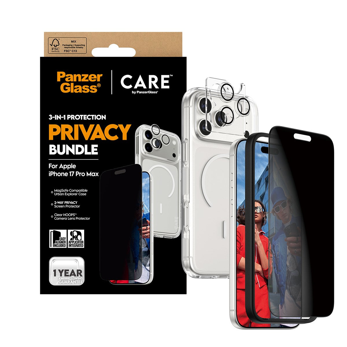 PanzerGlass® | CARE by PanzerGlass® 3-in-1 Flagship Privacy Bundle iPhone 17 Pro Max